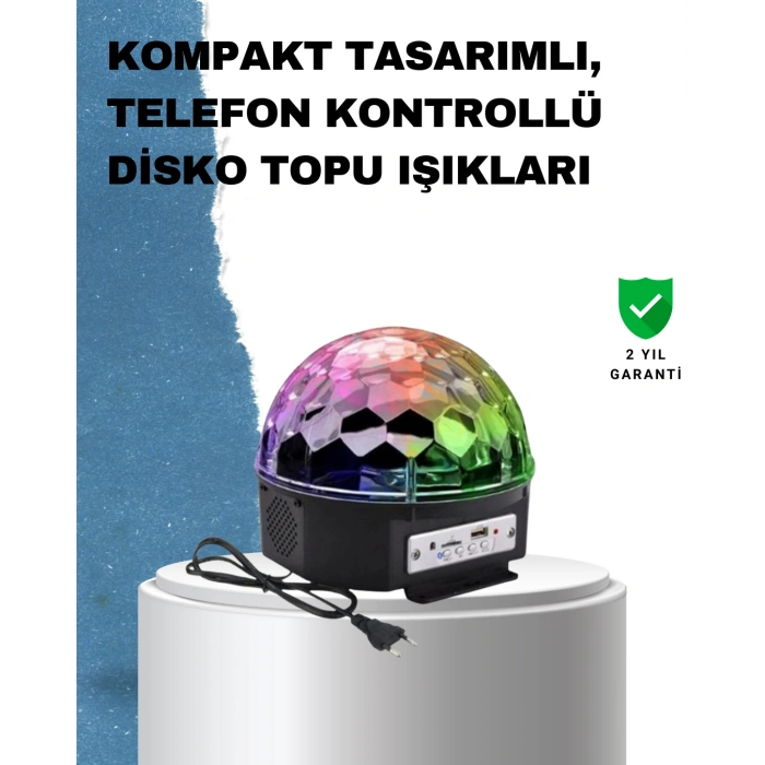 VipMarketim Taşınabilir RGB Disko Topu Bluetooth ve Uzaktan Kumanda Özellikli