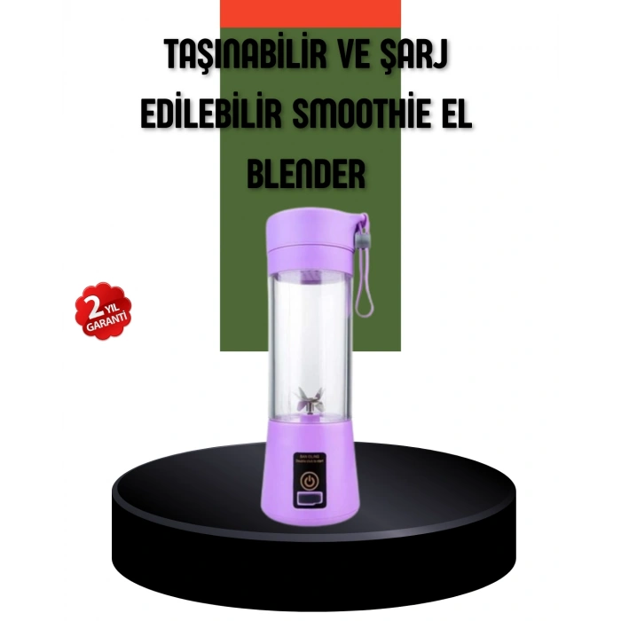 VipMarketim Taşınabilir USB Şarjlı Mini Smoothie Blender 380ml Çelik Bıçaklı Portatif