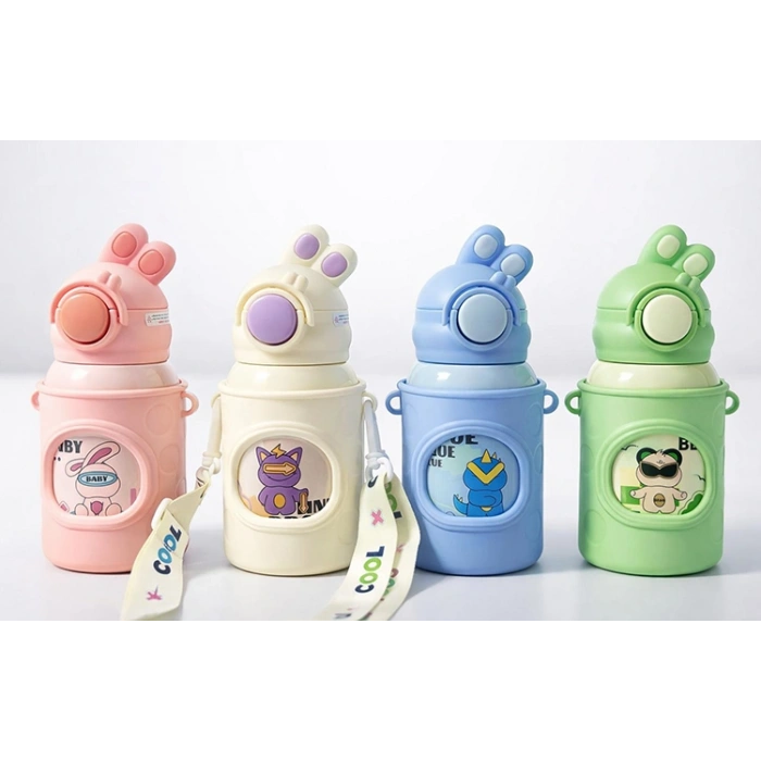 VipMarketim Tavşan Kulaklı 500 ml Paslanmaz Çelik Suluk