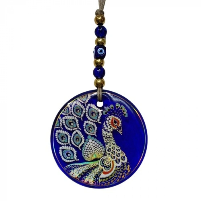 VipMarketim Tavus Kuşu Şekilli Yaldızlı Duvar Süsü Cam Hediyelik Dekor