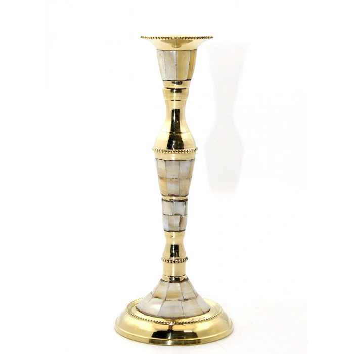 VipMarketim Tekli Pirinç Sedefli Şamdan Model 1