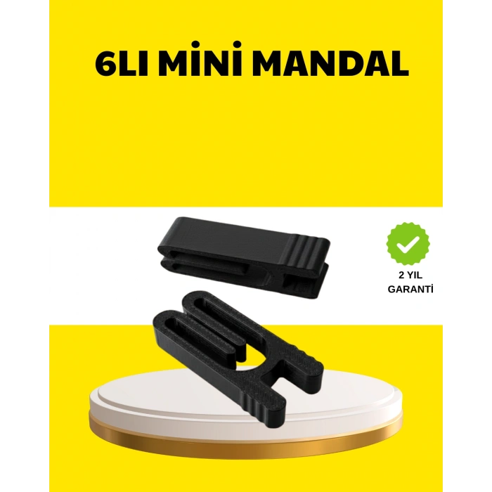 VipMarketim Tekrar Kullanılabilir Poşet Mandalı Siyah 6’lı Set