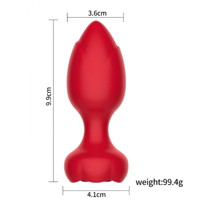 VipMarketim Telefon Kontrollü Full Covered Rubber Rose Anal Plug – Siyah
