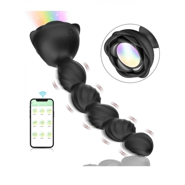 VipMarketim Telefon Kontrollü Haley Rose Pulled Beads Anal Plug – Siyah