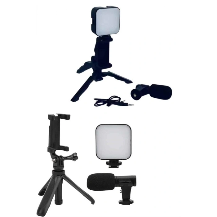 VipMarketim Telefon Tutucu Mikrofonlu Işıklı Youtuber Video Kayıt