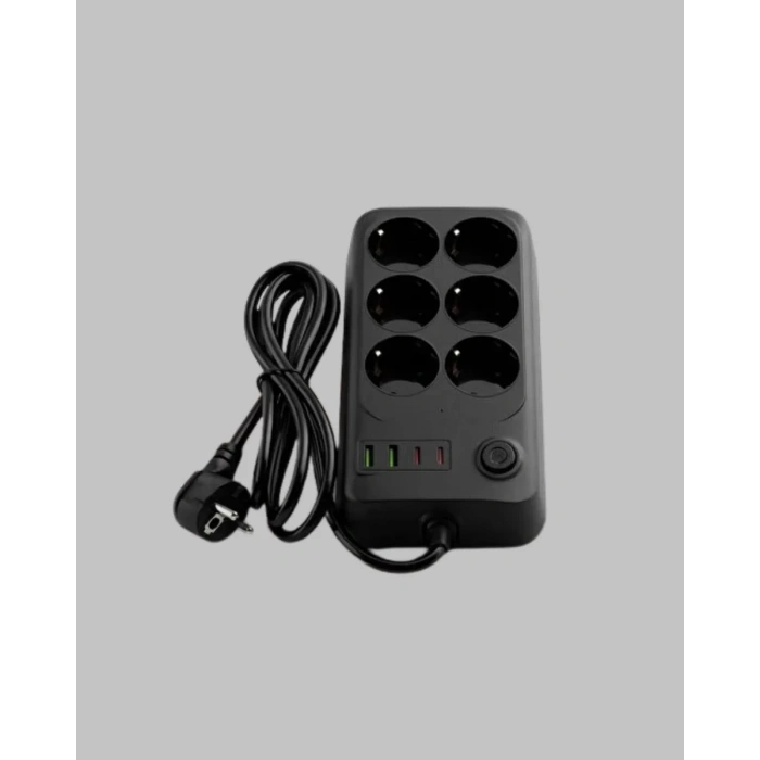 VipMarketim Termal Akım Korumalı 6’lı Uzatma Priz USB Type-C Hızlı Şarj 2500W