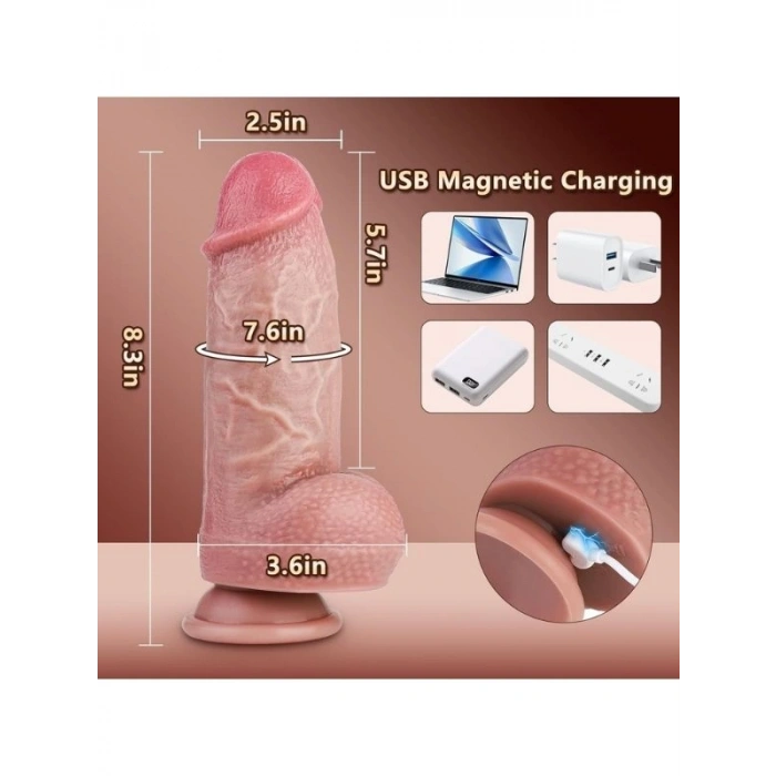 VipMarketim Thrusting Huge Thick Dildo Vibratör 21 Cm