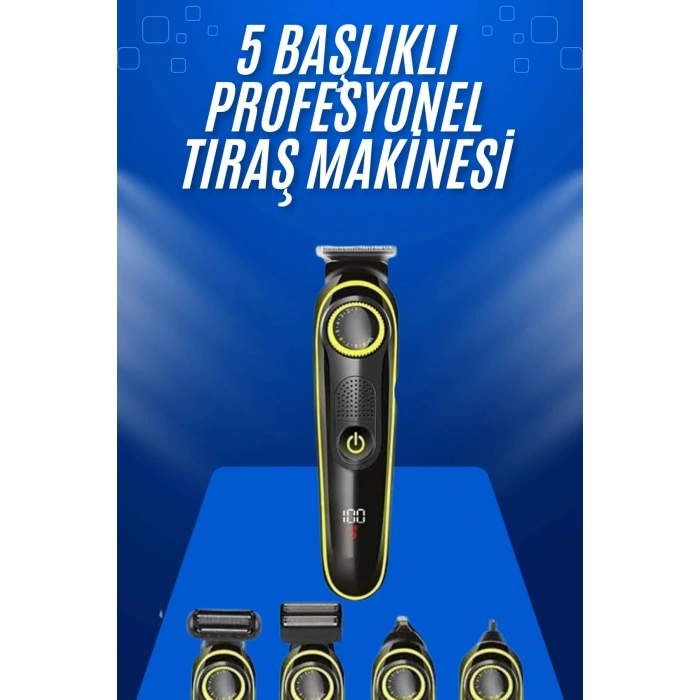 VipMarketim Tıraş Makinesi Şarjlı 5 Başlıklı Burun ve Kulak Temizleme