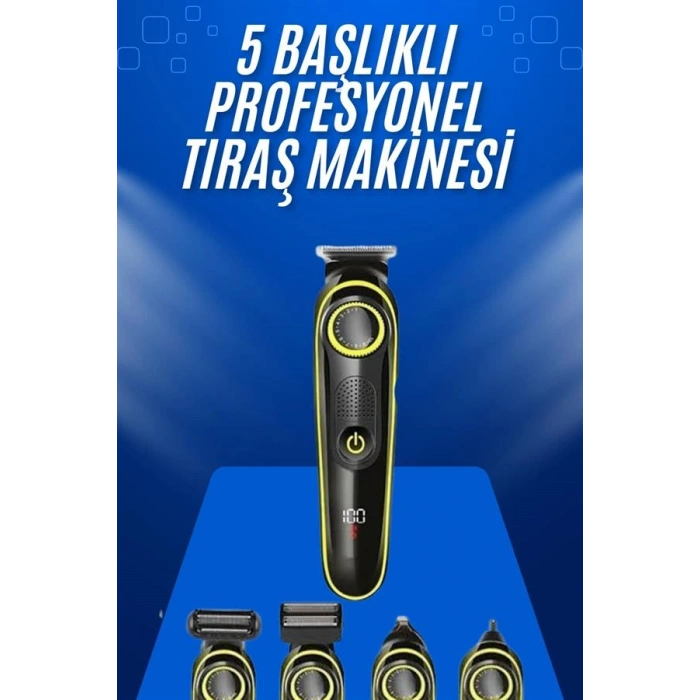 VipMarketim Tıraş Makinesi Şarjlı 5 Başlıklı Burun ve Kulak Temizleme