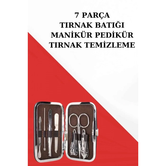 VipMarketim Tırnak Temizliği Tırnak Batığı ve Düzenli Bakım İçin 7 Parça Çelik Set