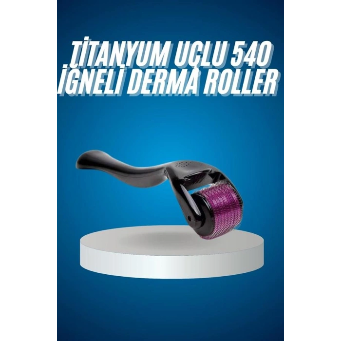 VipMarketim Titanyum Uçlu Derma Roller 540 İğneli 1 mm Gözenek Azaltıcı Akne İzlerine Uygun