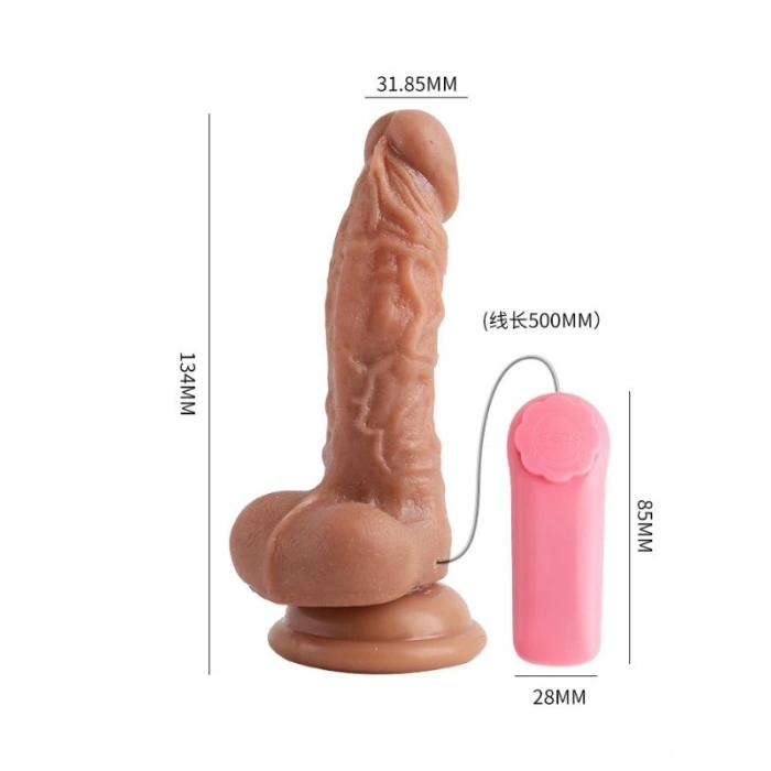 VipMarketim Titreşimli Gerçekçi 13.5cm Dildo Vibratör
