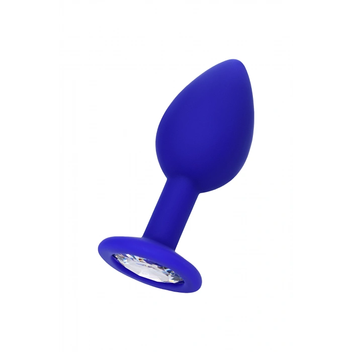 VipMarketim ToDo Brilliant anal kılıf, silikon, mavi, beyaz kristalli 7 cm, Ø 2,8 cm, 26 g