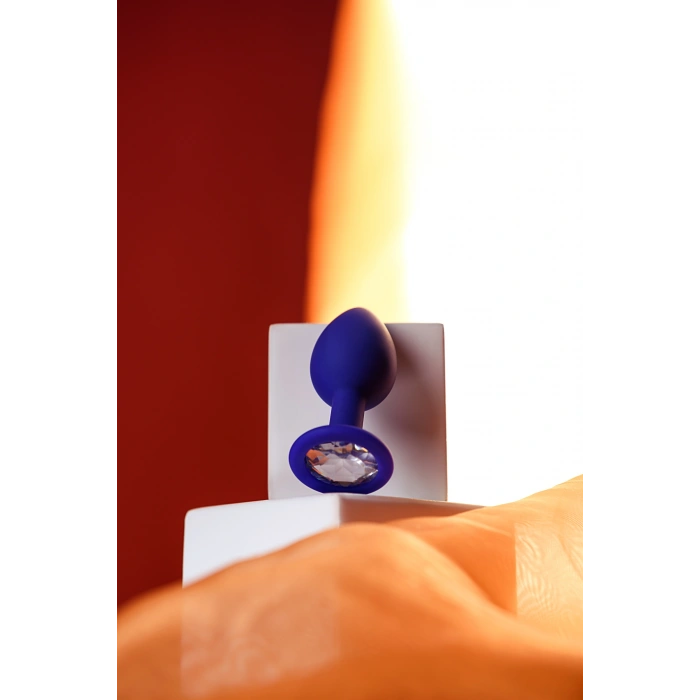 VipMarketim ToDo Brilliant anal kılıf, silikon, mavi, beyaz kristalli 7 cm, Ø 2,8 cm, 26 g