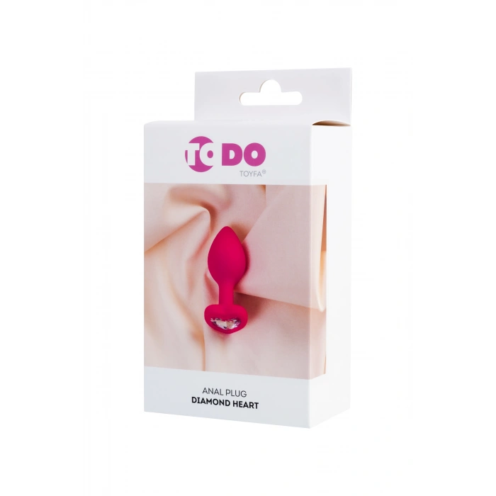 VipMarketim ToDo Diamond Heart Anal Plug, silikon, pembe, 7 cm, Ø 2 cm, 18 g