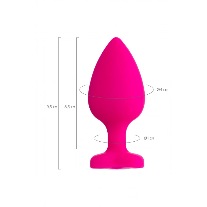 VipMarketim Todo Diamond Heart Anal Plug, Silikon, Pembe, 9,5 Cm, Ø 4 Cm
