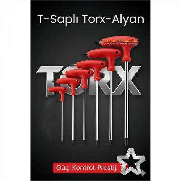VipMarketim Tor-X Profesyonel T-Kollu Torx Alyan Anahtar Seti (6 Parça) - Güç ve Hassasiyet Bir Arada