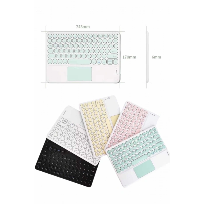 VipMarketim Touchpad Tüm Cihazlara Uyumlu Bluetooth Klavye Touchpad Slim Kablosuz Wifi Q Klavye