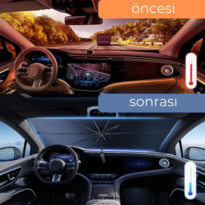 VipMarketim Toyota Yaris VW Polo Kia Rio Fiat Punto Hyundai Accent Blue Uyumlu Oto Şemsiye