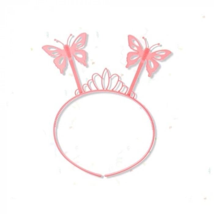 VipMarketim Toz Pembe Kelebek Kanadı Tacı ve Sopası