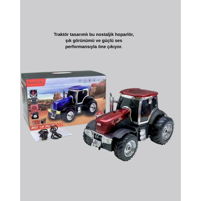 VipMarketim Traktör Tasarımlı Bluetooth Hoparlör 12W TWS Destekli Nostaljik Model