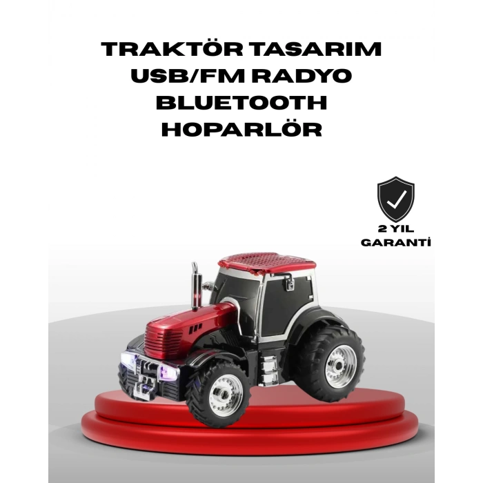 VipMarketim Traktör Tasarımlı Bluetooth Hoparlör USB TF AUX FM Radyo