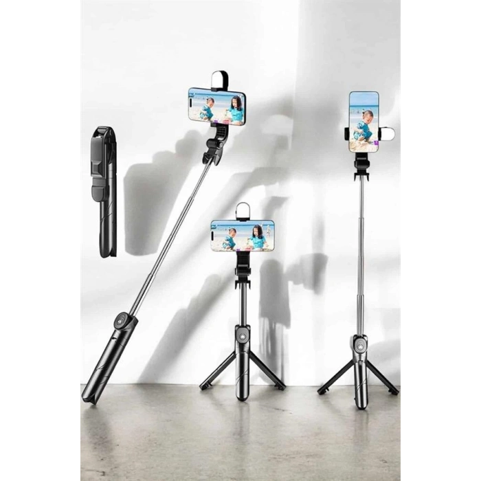 VipMarketim Tripod Kablosuz Bluetooth Bağlantılı Selfie Çubuğu 360 Derece Dönebilen