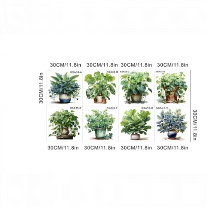 VipMarketim Tropikal Bitkiler Duvar Stickerı Model A