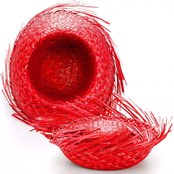 VipMarketim Tropikal Parti Kırmızı Hasır Hawaii Şapkası