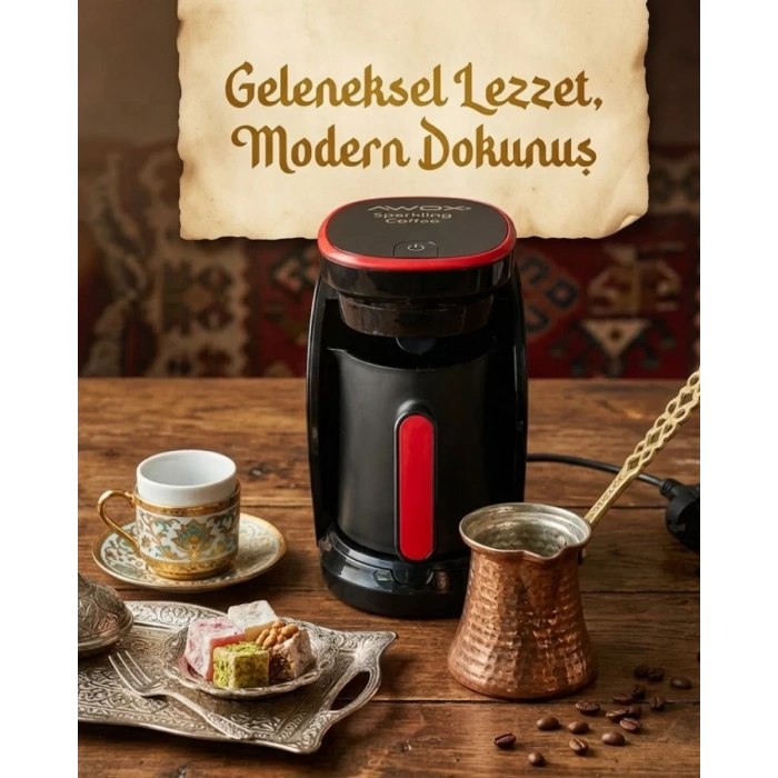 VipMarketim Türk Kahvesi Makinesi Otomatik Kapanma ve Taşma Emniyetli 4 Fincan Kapasiteli