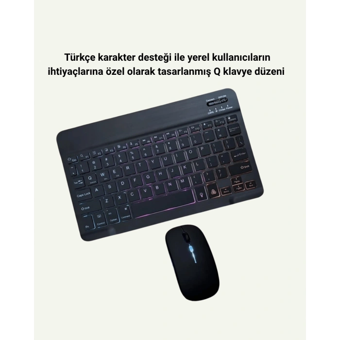 VipMarketim Türkçe Q Klavye Düzenli RGB Kablosuz Klavye Mouse Set
