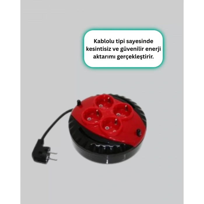 VipMarketim Türkiye Üretimi 5 Metre 4 Prizli Kablolu Makara