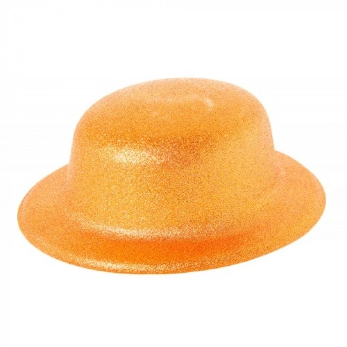 VipMarketim Turuncu Renk Simli Melon Yuvarlak Parti Şapkası 24x26 cm