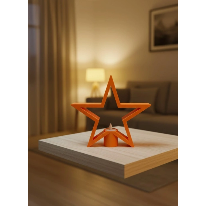 VipMarketim Turuncu Yıldız Mumluk Loş Işık Salon Dekoru