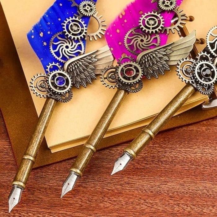 VipMarketim Tüylü Mürekkepli Divit Kalem Seti