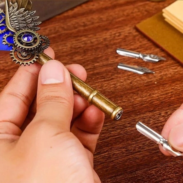 VipMarketim Tüylü Mürekkepli Divit Kalem Seti