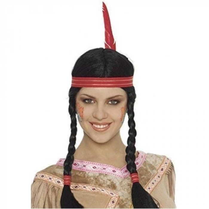 VipMarketim Tüylü Örgülü Hint Peruğu Kızılderili Peruğu