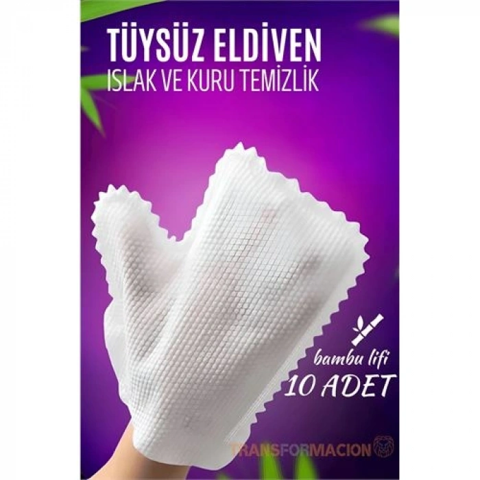 VipMarketim  TüysüzTemizlik Eldiveni Islak ve Kuru Temizlik Eldiveni Bambu Lifi