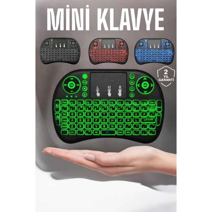 VipMarketim TV Uyumlu Mini Klavye Q Klavye Işıklı Tüm Cihazlara Uyumlu
