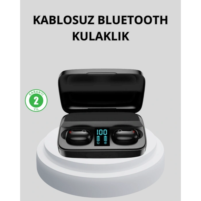 VipMarketim TWS Bluetooth Kulaklık 1800mAh Şarj Kutulu Dijital Ekranlı