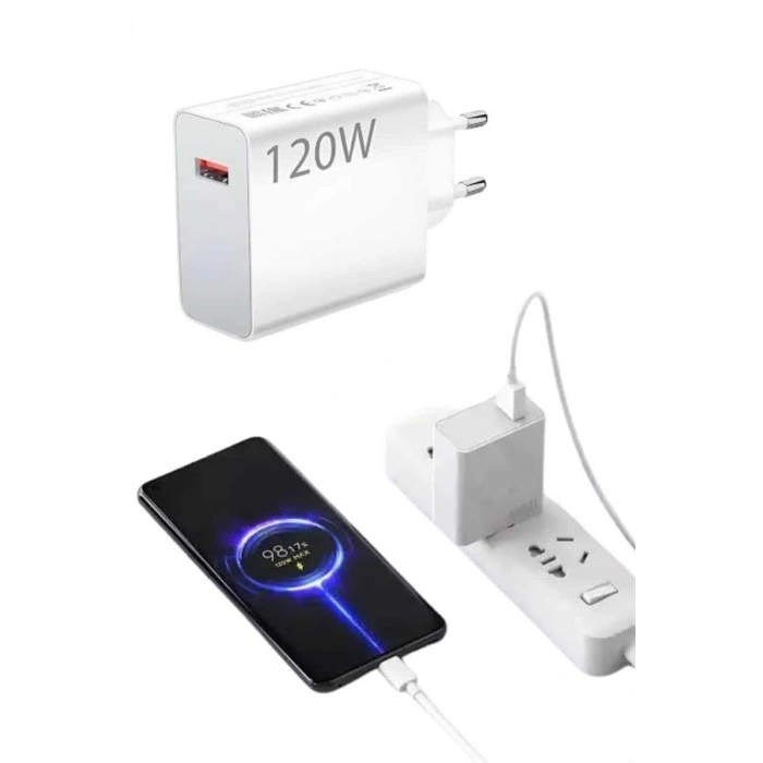 VipMarketim Type C Yüksek Hızlı Şarj Aleti Beyaz 120W Ultra Uzun Ömürlü