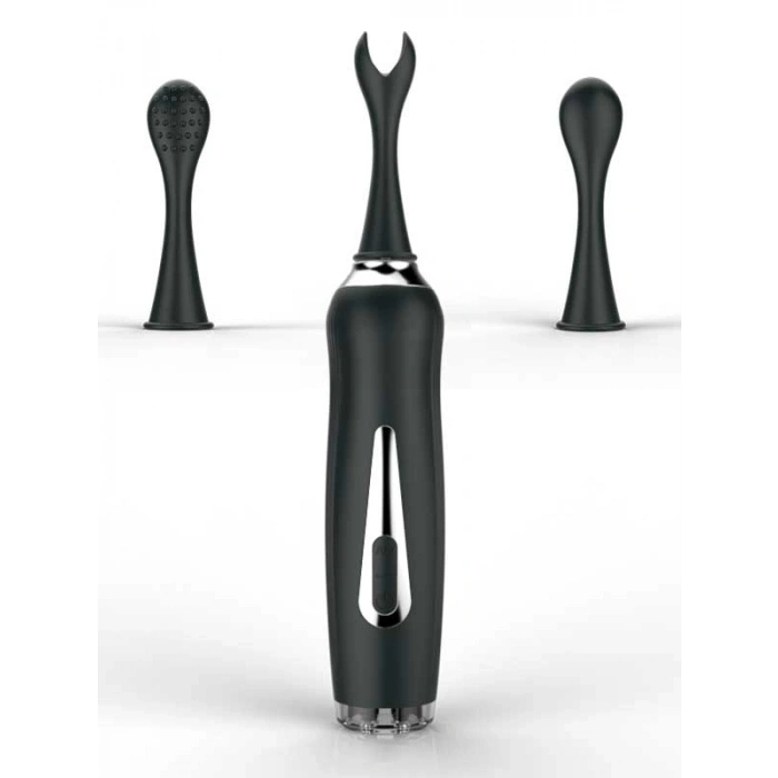 VipMarketim Üç Başlıklı Değiştirilebilir Vibratör Siyah