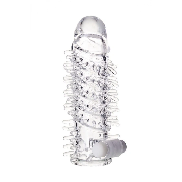 VipMarketim Ucu Dolgulu Titreşimli Tırtıklı 13.4cm Penis Kılıfı