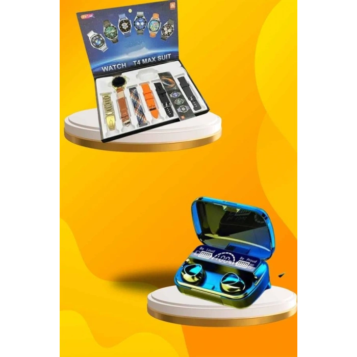 VipMarketim Ucuz Kaliteli Yeni Nesil 7 Kordonlu Akıllı Saat ve Kablosuz Bluetooth Kulaklık ANC Özelliği