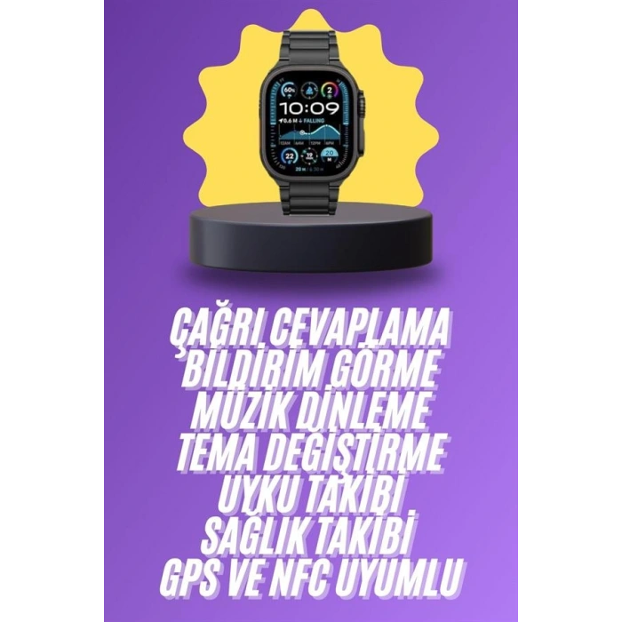 VipMarketim Ultra 3 Kordonlu Amoled Ekran Akıllı Saat Çok Fonksiyonlu Uyku ve Sağlık Takibi