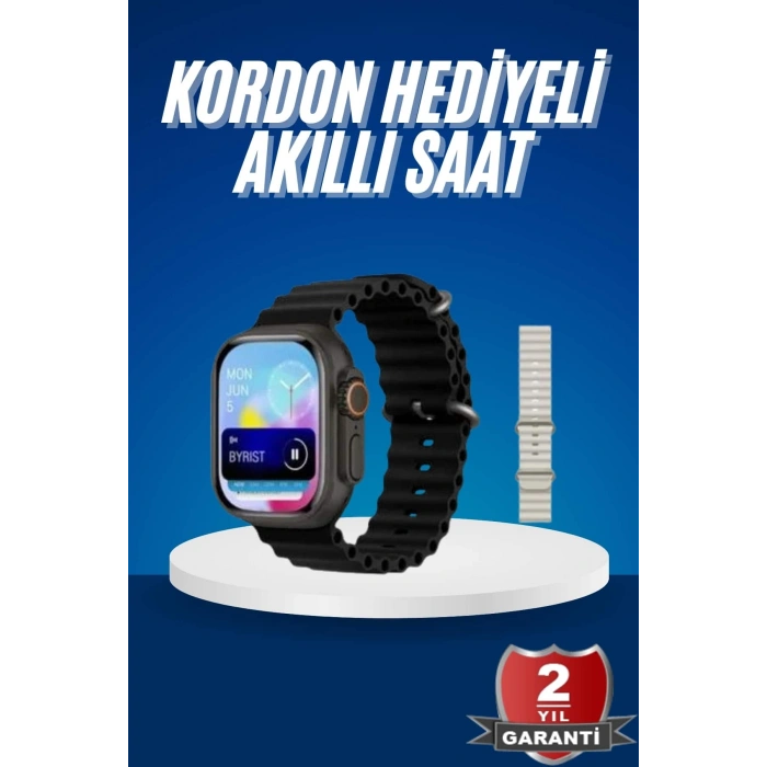 VipMarketim Ultra Akıllı Saat 49 Mm Çift Kordonlu Arama Cevaplama Bluetooth Bağlantılı