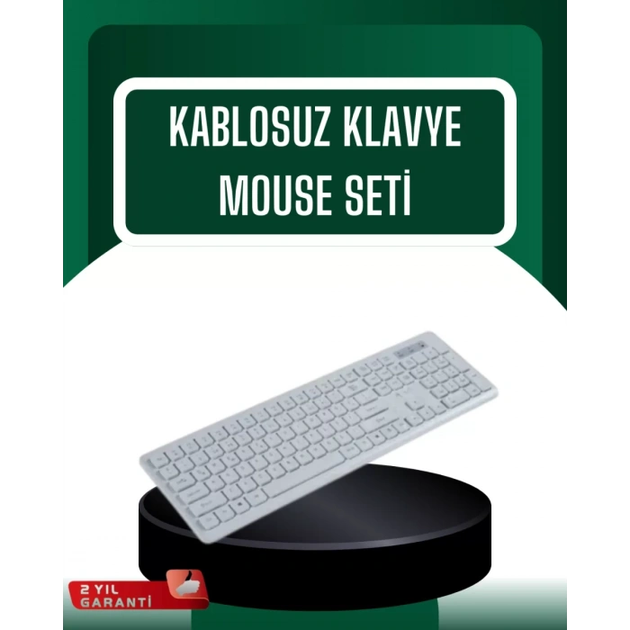 VipMarketim USB Alıcılı Kablosuz Klavye Mouse - Geniş Uyumluluk Sessiz Tuşlar