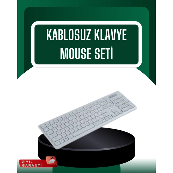 VipMarketim USB Alıcılı Kablosuz Klavye Mouse - Geniş Uyumluluk Sessiz Tuşlar
