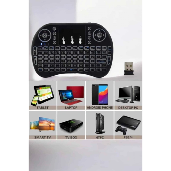 VipMarketim USB Bağlantılı Mini Q Klavye Işıklı Tüm Cihazlara Uyumlu