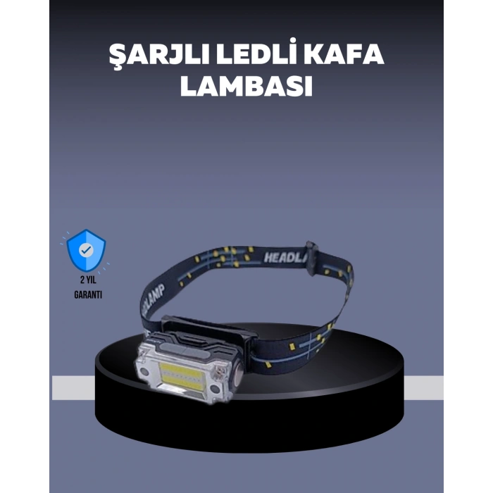 VipMarketim USB Şarjlı Mini LED KAFA Feneri 50m Odak 150m Geniş Aydınlatm